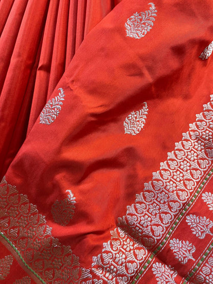 ORANGE SILK PURE HANDLOOM BANARASI SAREE