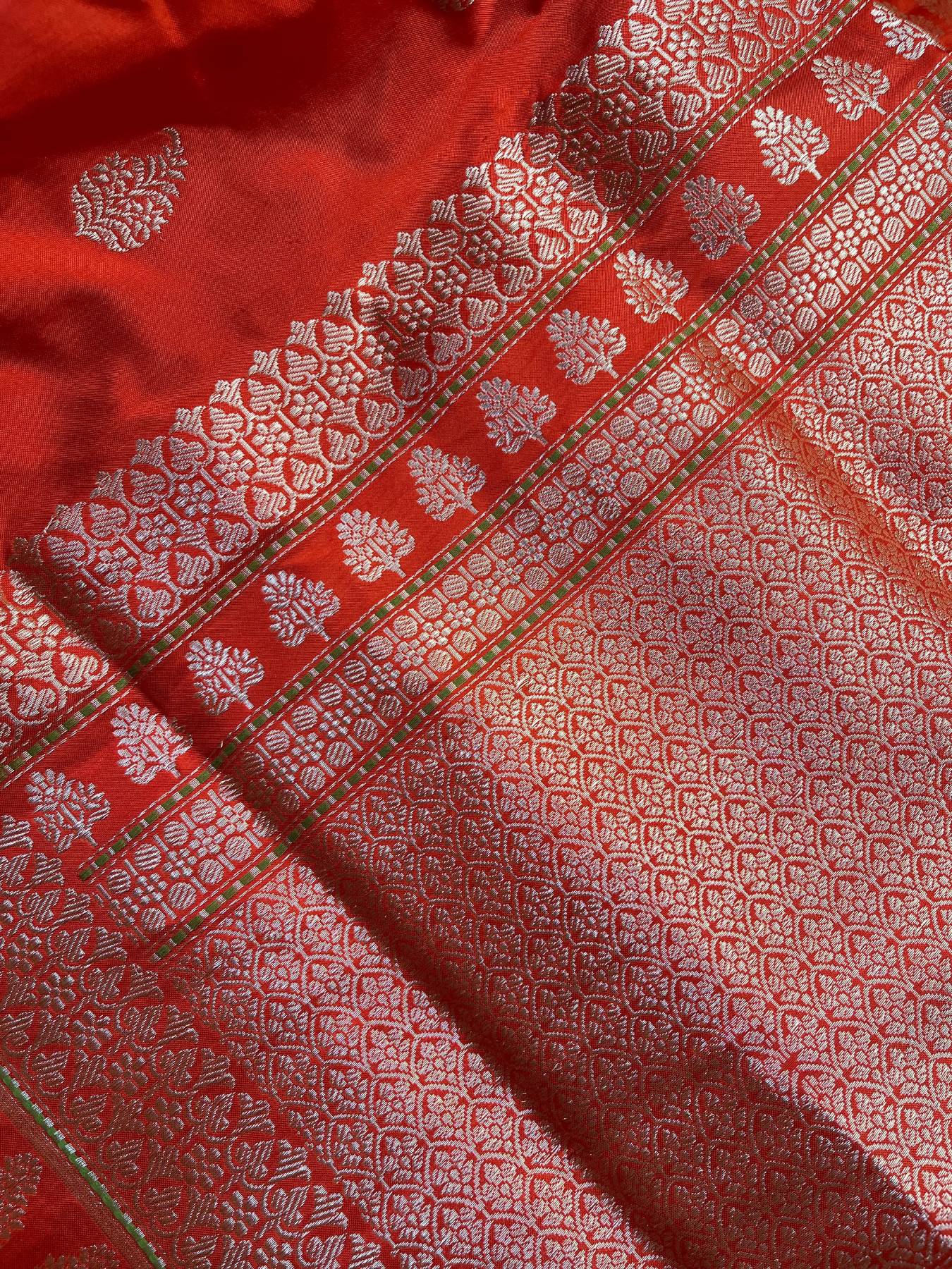 ORANGE SILK PURE HANDLOOM BANARASI SAREE