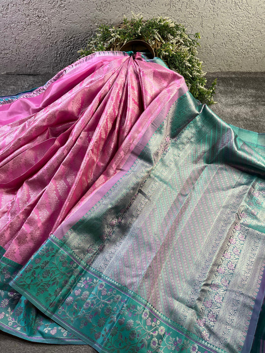 PINK SILK PURE HANDLOOM KANJIVARAM SAREE