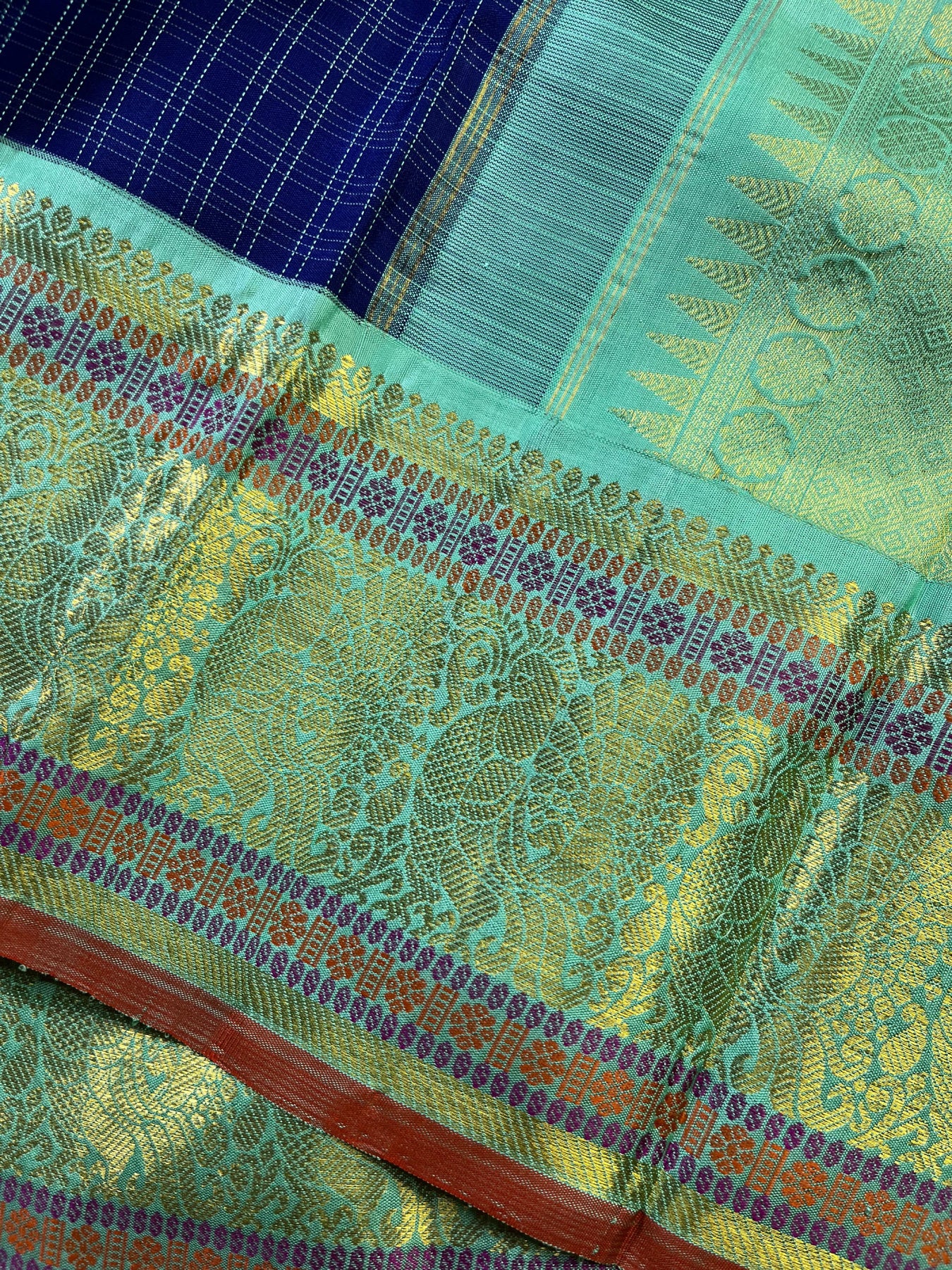 BLUE SILK PURE HANDLOOM KANJIVARAM SAREE