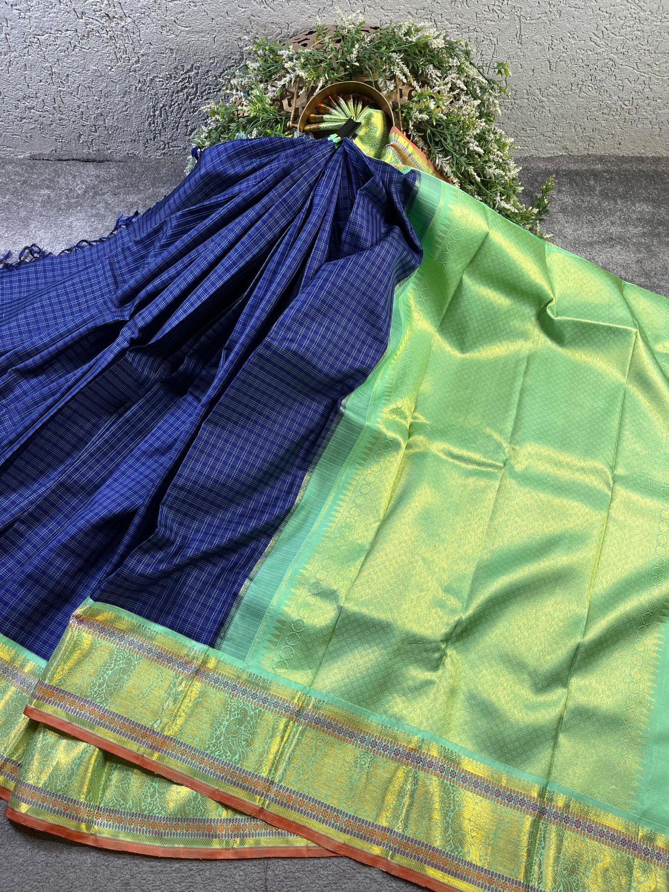 BLUE SILK PURE HANDLOOM KANJIVARAM SAREE