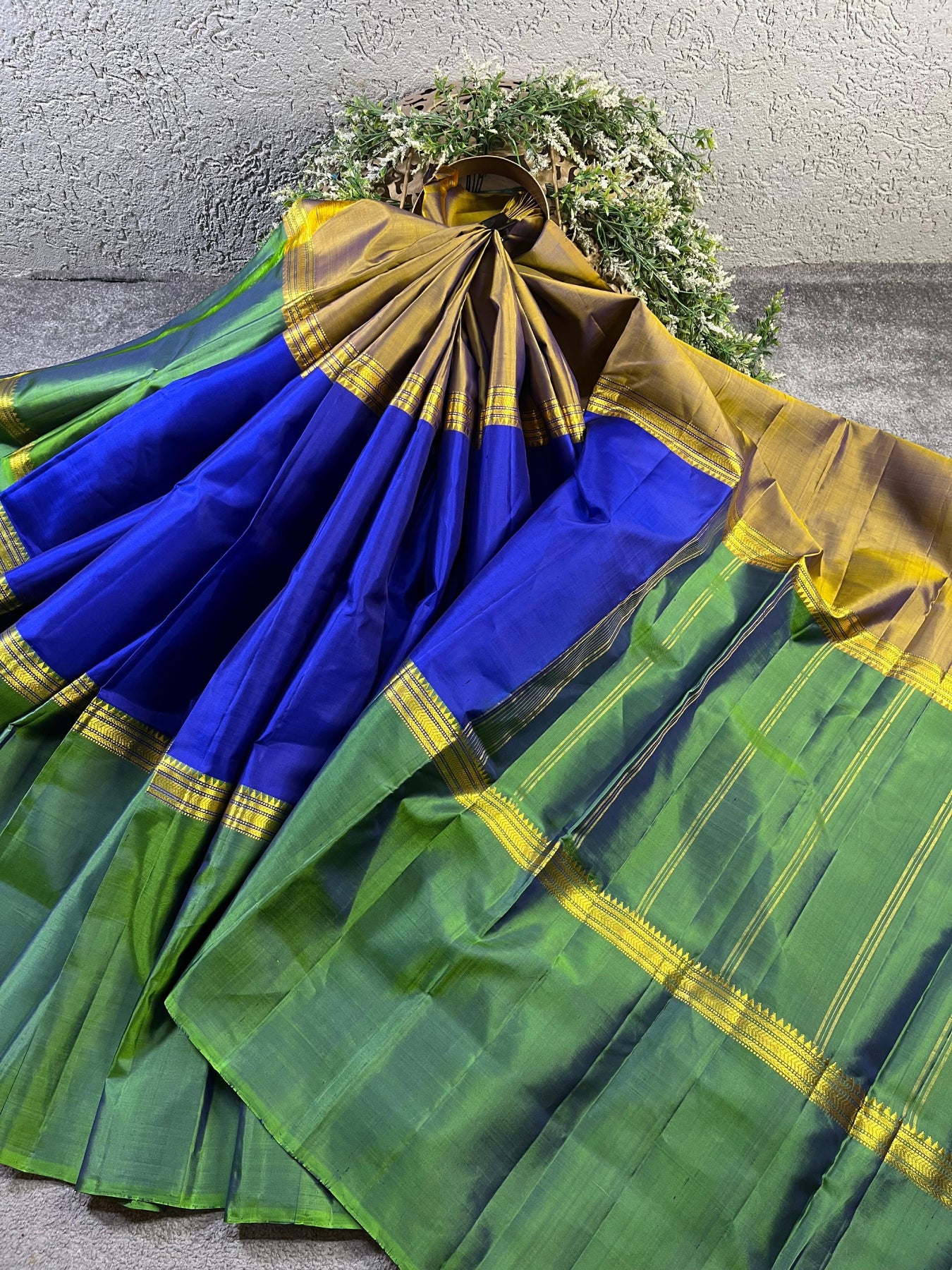 ROYAL BLUE MUBAGGAM SILK PURE HANDLOOM KANJIVARAM SAREE