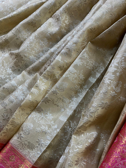 IVORY SILK PURE HANDLOOM KANJIVARAM SAREE