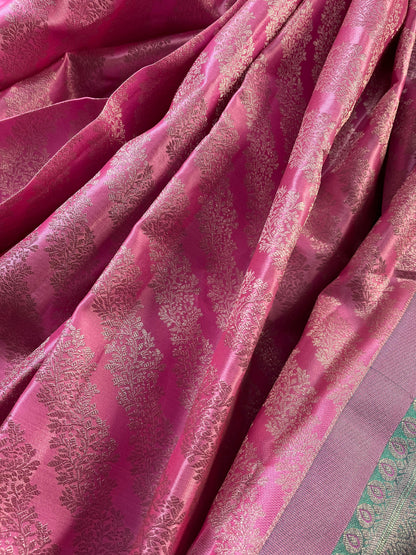 PINK SILK PURE HANDLOOM KANJIVARAM SAREE