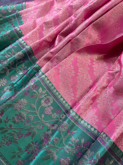 PINK SILK PURE HANDLOOM KANJIVARAM SAREE