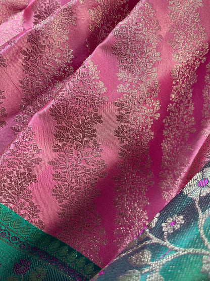 PINK SILK PURE HANDLOOM KANJIVARAM SAREE