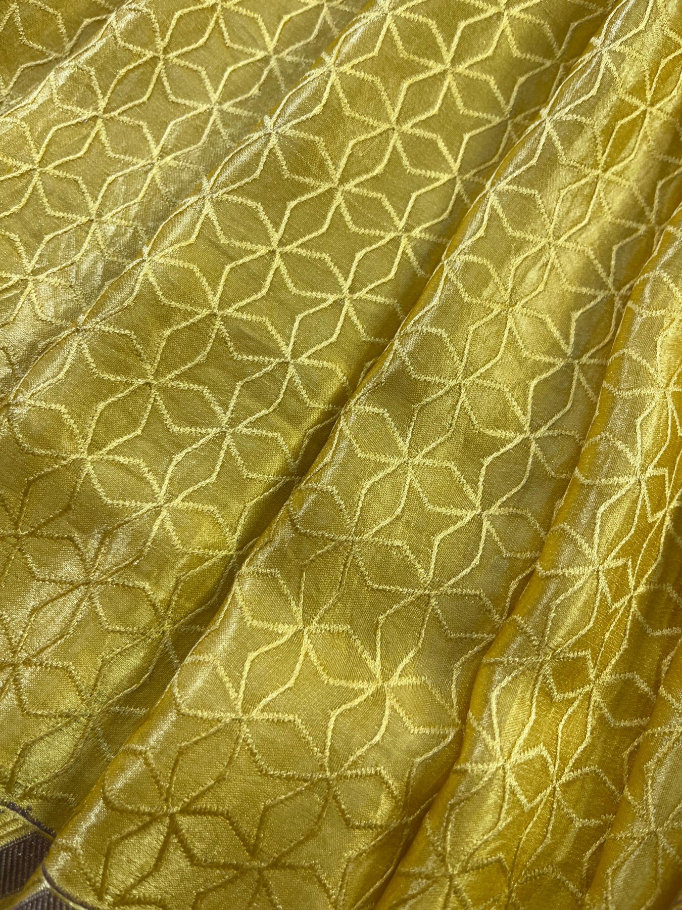 YELLOW SATIN SILK PURE HANDLOOM BANARASI SAREE