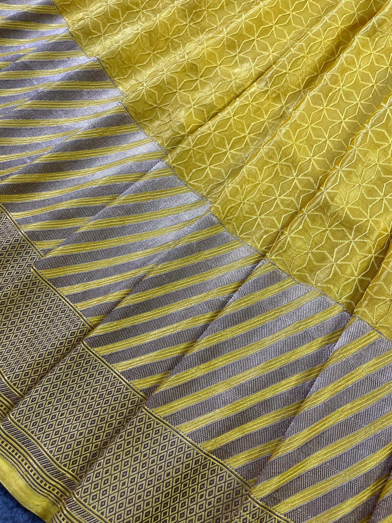 YELLOW SATIN SILK PURE HANDLOOM BANARASI SAREE