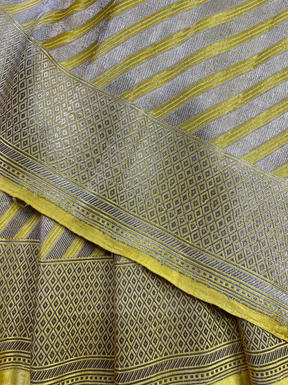 YELLOW SATIN SILK PURE HANDLOOM BANARASI SAREE