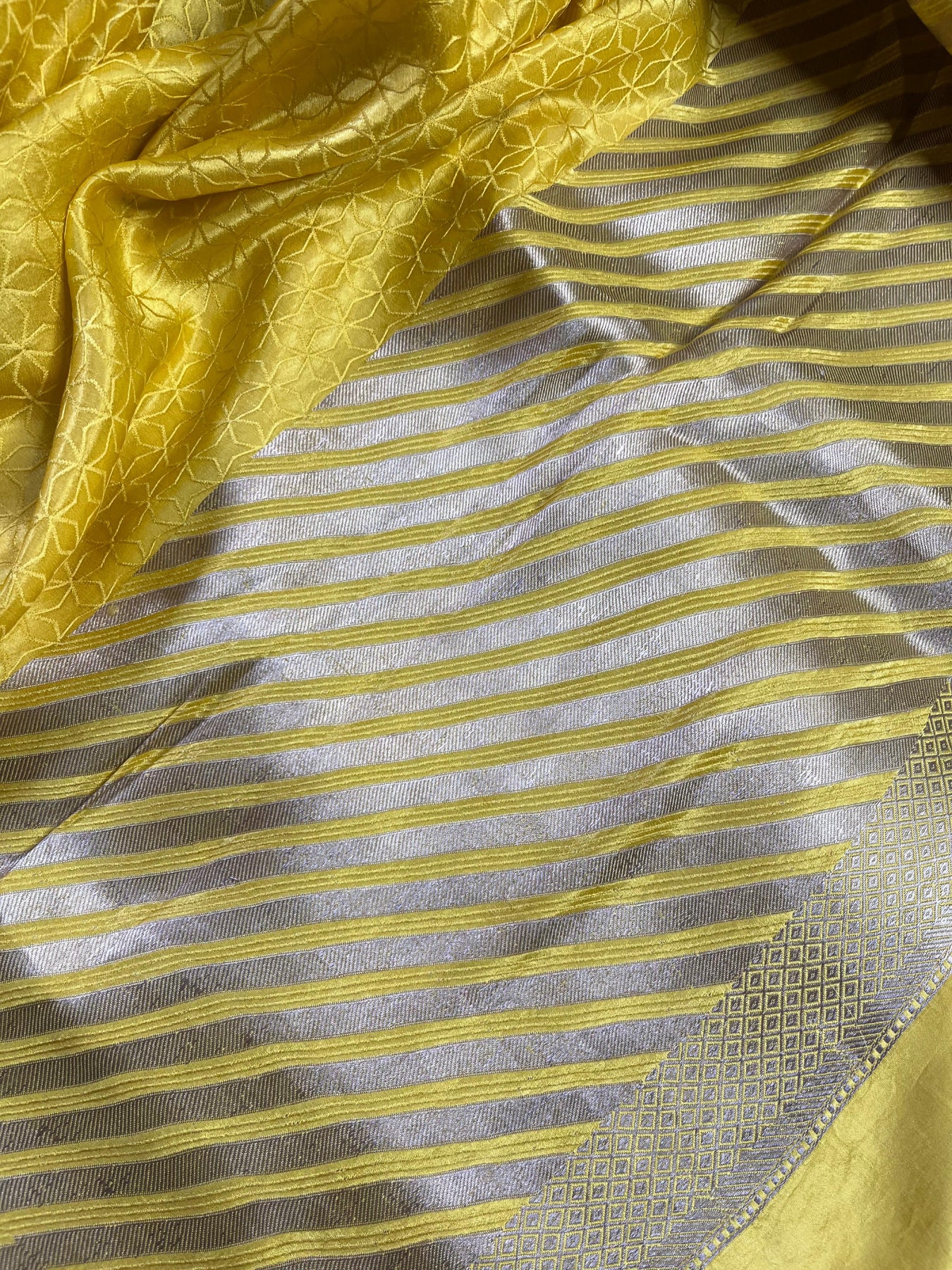 YELLOW SATIN SILK PURE HANDLOOM BANARASI SAREE