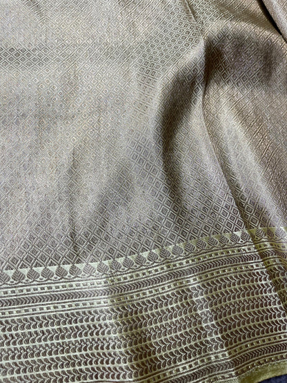 LIGHT YELLOW SATIN SILK PURE HANDLOOM BANARASI SAREE