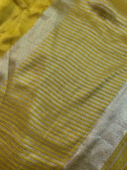 YELLOW SATIN SILK PURE HANDLOOM BANARASI SAREE