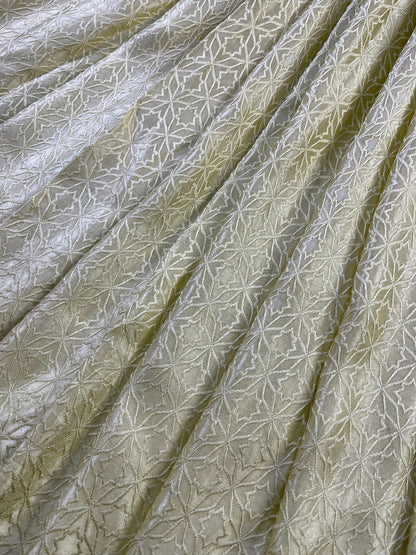 LIGHT YELLOW SATIN SILK PURE HANDLOOM BANARASI SAREE