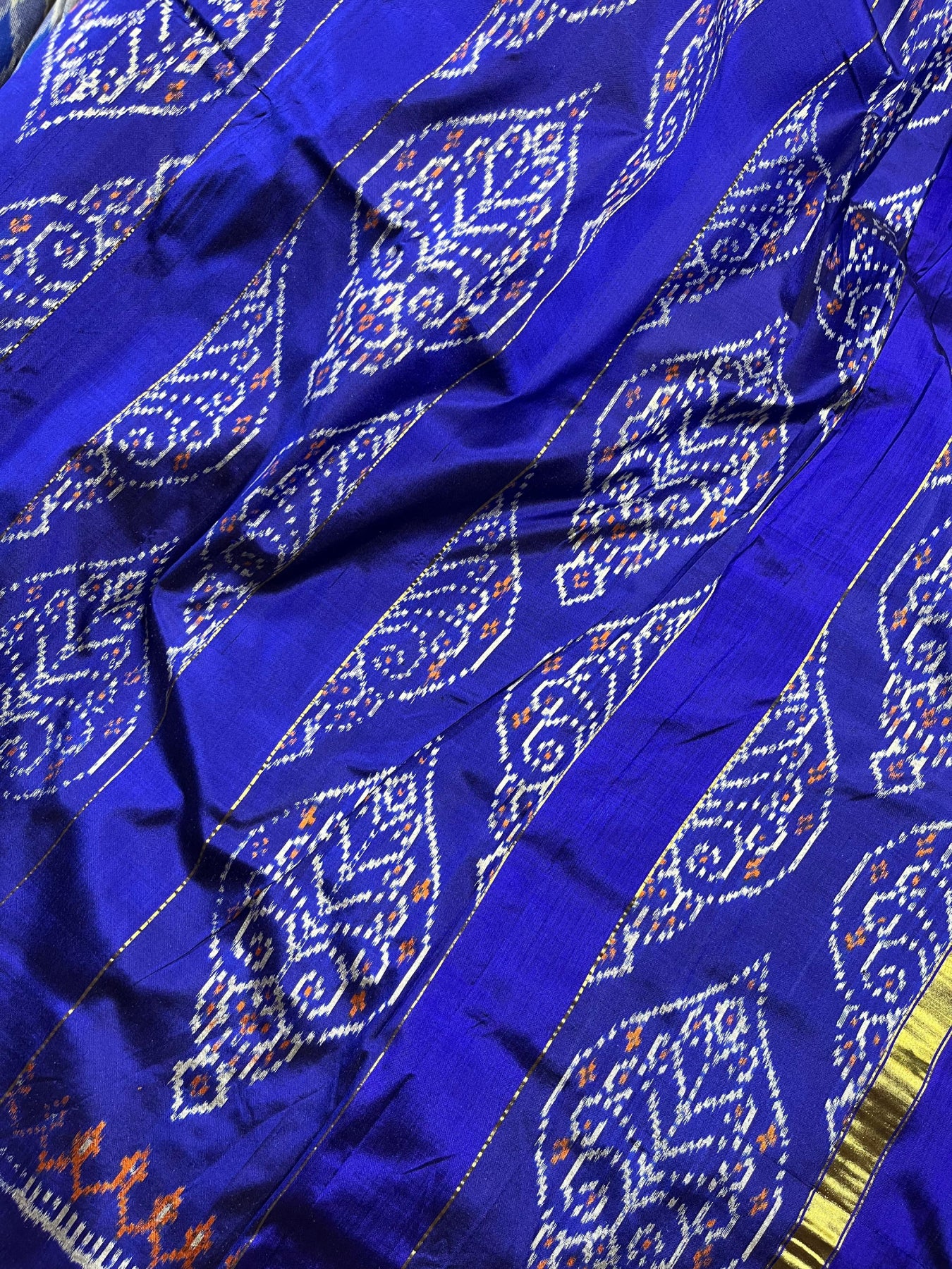 GREY BLUE SILK PURE HANDLOOM IKKAT SAREE