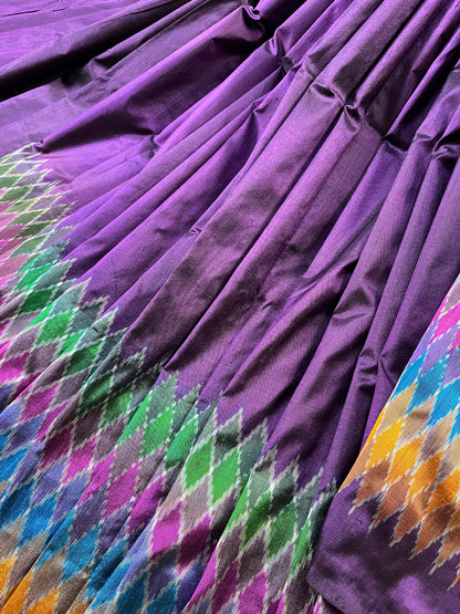 PURPLE SILK PURE HANDLOOM IKKAT SAREE