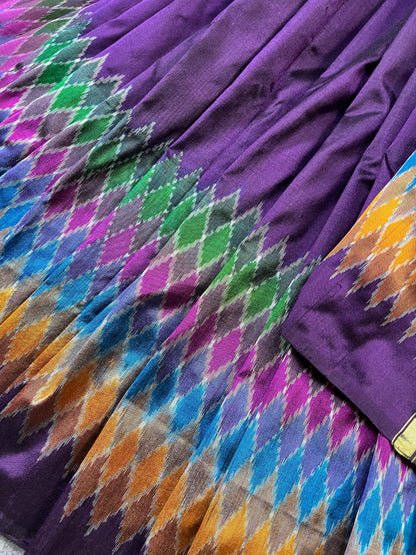 PURPLE SILK PURE HANDLOOM IKKAT SAREE