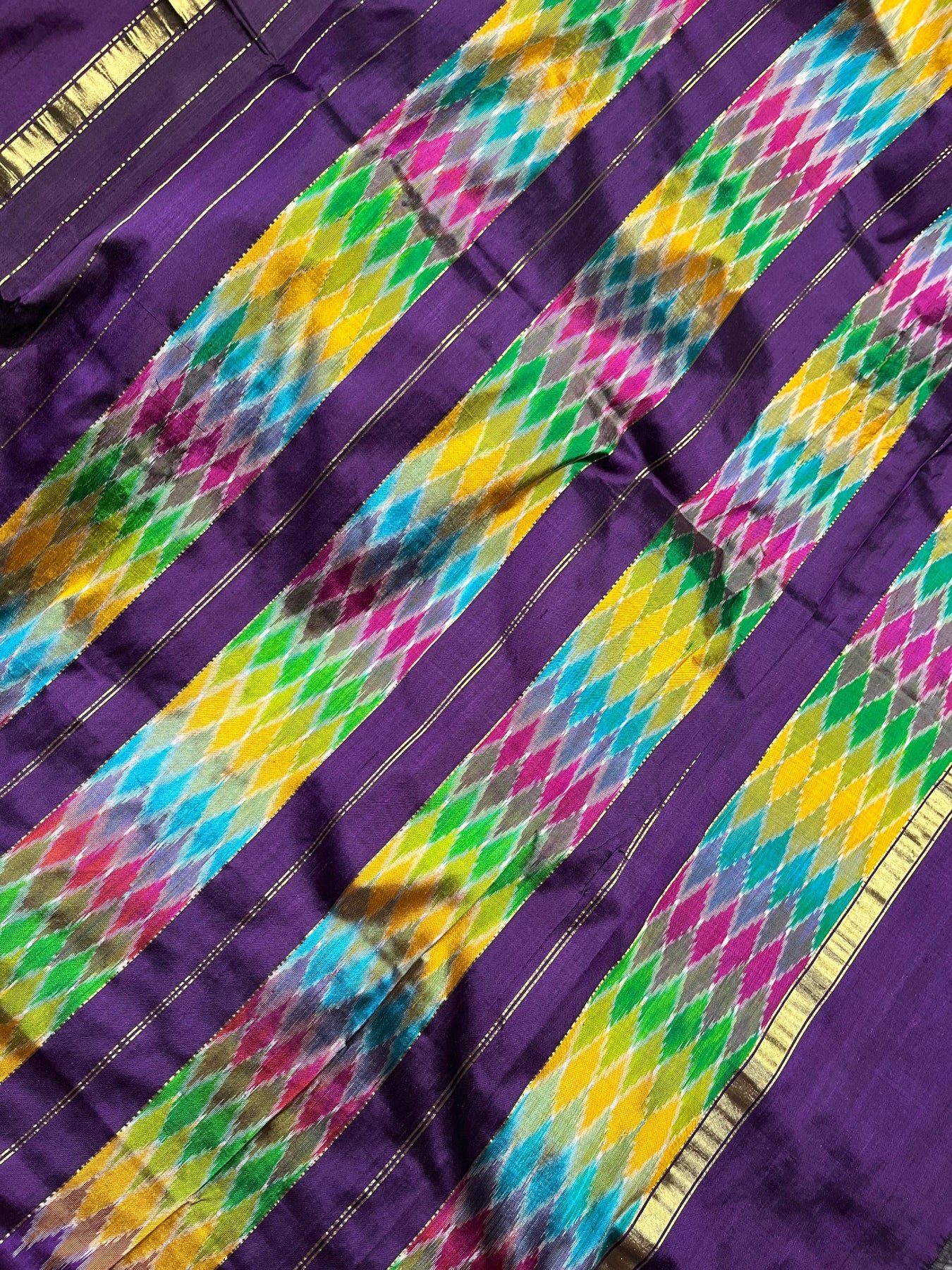 PURPLE SILK PURE HANDLOOM IKKAT SAREE
