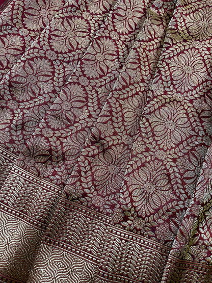 MAROON SILK PURE HANDLOOM BANARASI SAREE