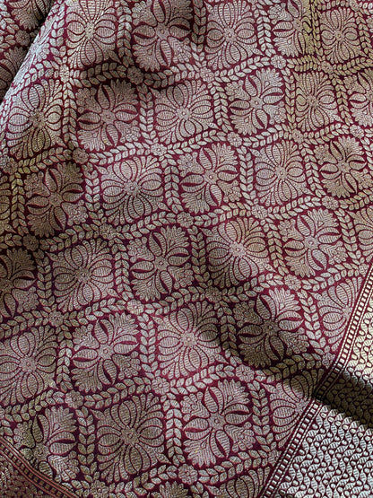 MAROON SILK PURE HANDLOOM BANARASI SAREE