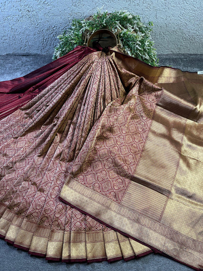 MAROON SILK PURE HANDLOOM BANARASI SAREE