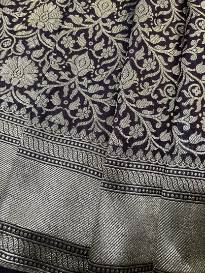 WINE SILK PURE HANDLOOM BANRASI SAREE