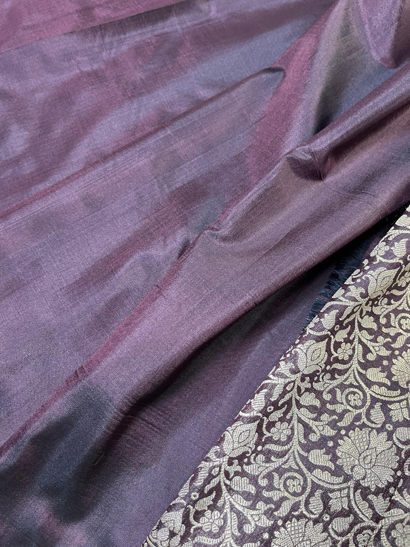 WINE SILK PURE HANDLOOM BANRASI SAREE