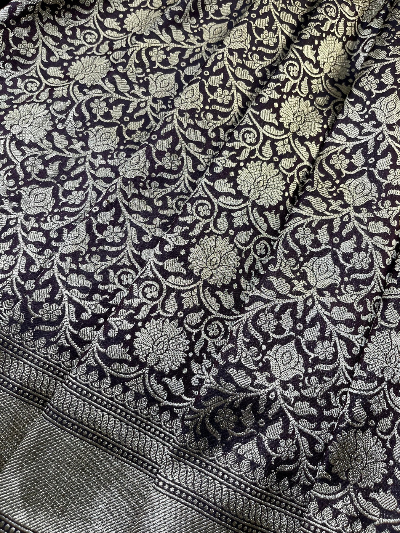 WINE SILK PURE HANDLOOM BANRASI SAREE