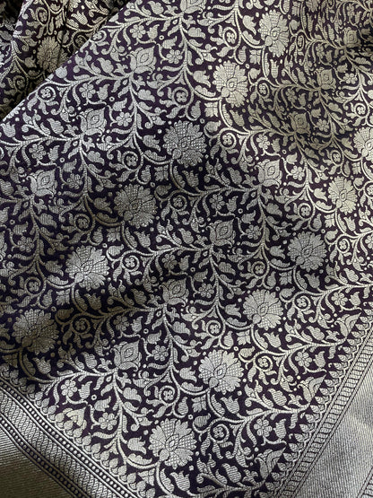 WINE SILK PURE HANDLOOM BANRASI SAREE