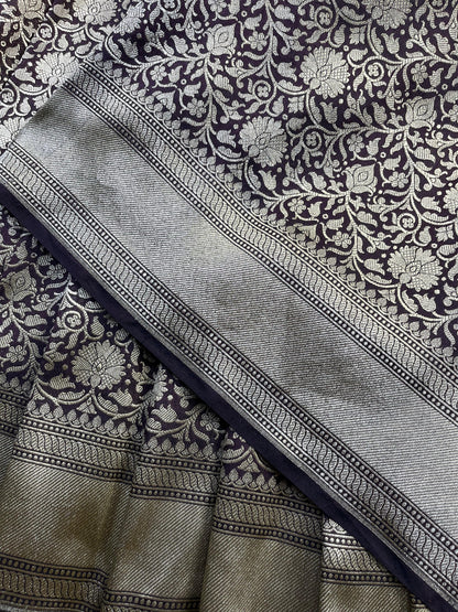WINE SILK PURE HANDLOOM BANRASI SAREE