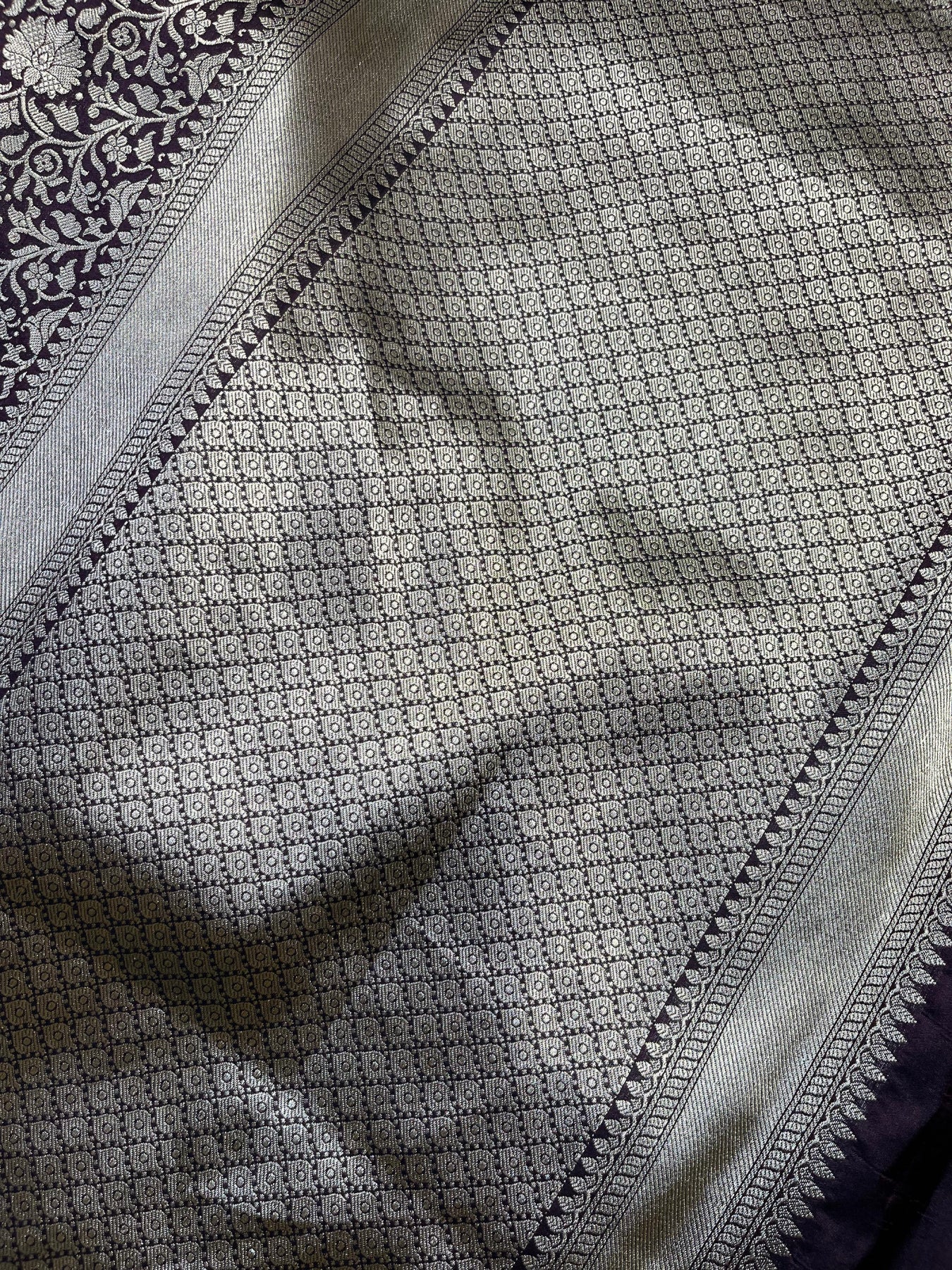 WINE SILK PURE HANDLOOM BANRASI SAREE