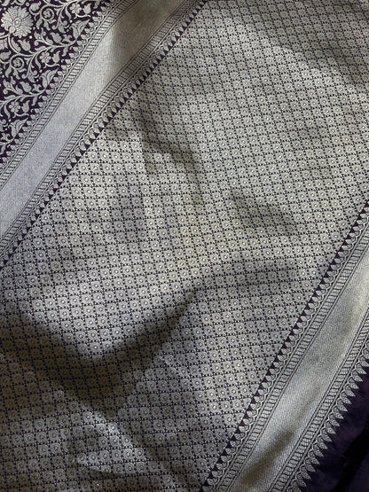 WINE SILK PURE HANDLOOM BANRASI SAREE