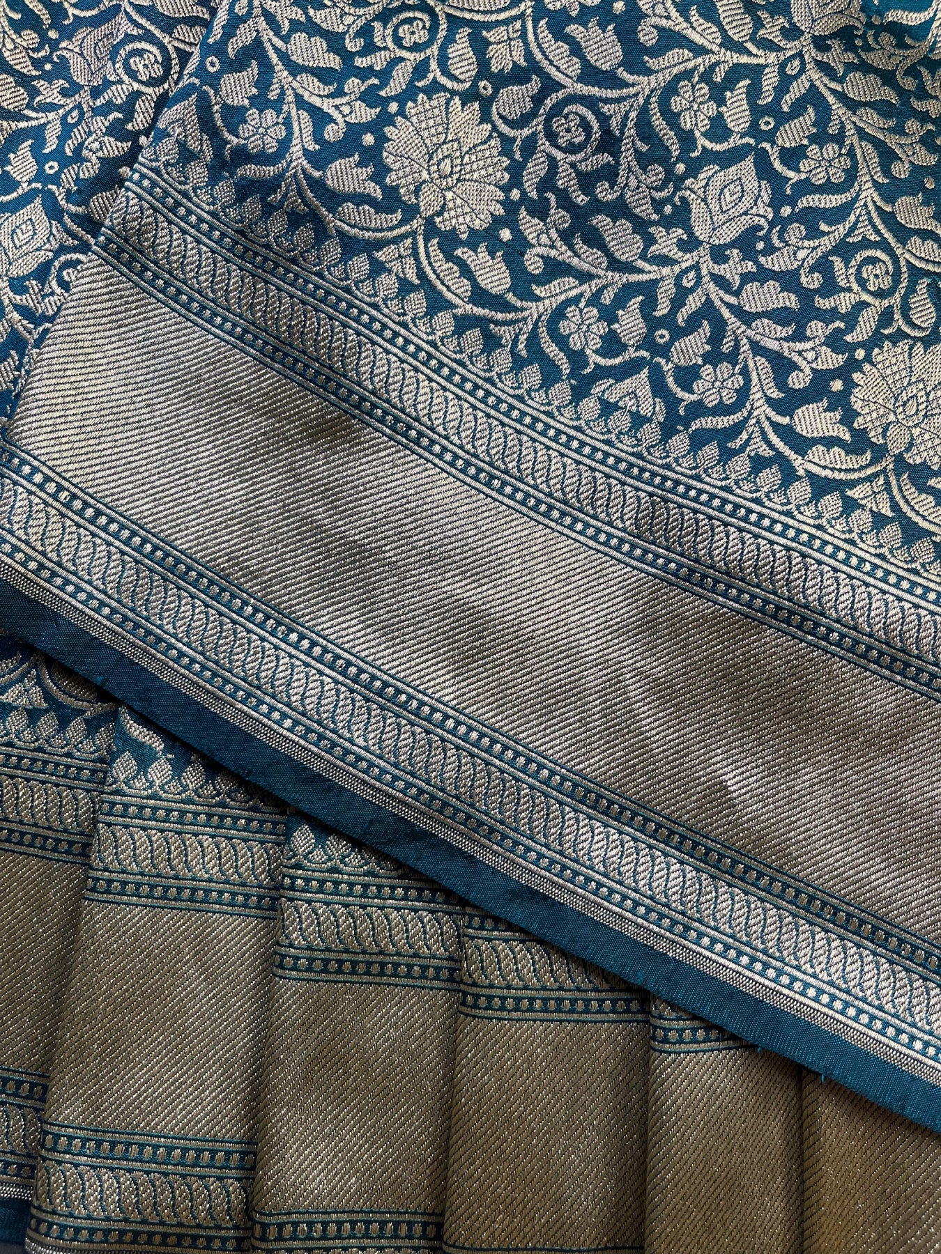 TEAL BLUE SILK PURE HANDLOOM BANARASI SAREE