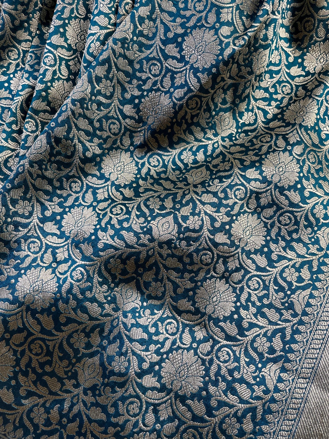TEAL BLUE SILK PURE HANDLOOM BANARASI SAREE