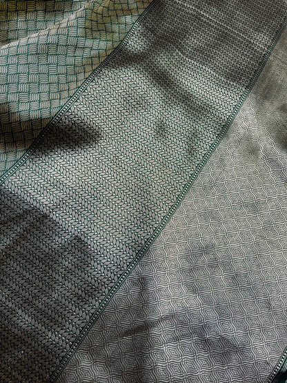 BOTTLE GREEN SILK PURE HANDLOOM BANARASI SAREE