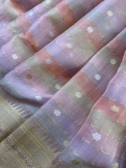 KORA COTTON PURE HANDLOOM RANGCART BANARASI SAREE