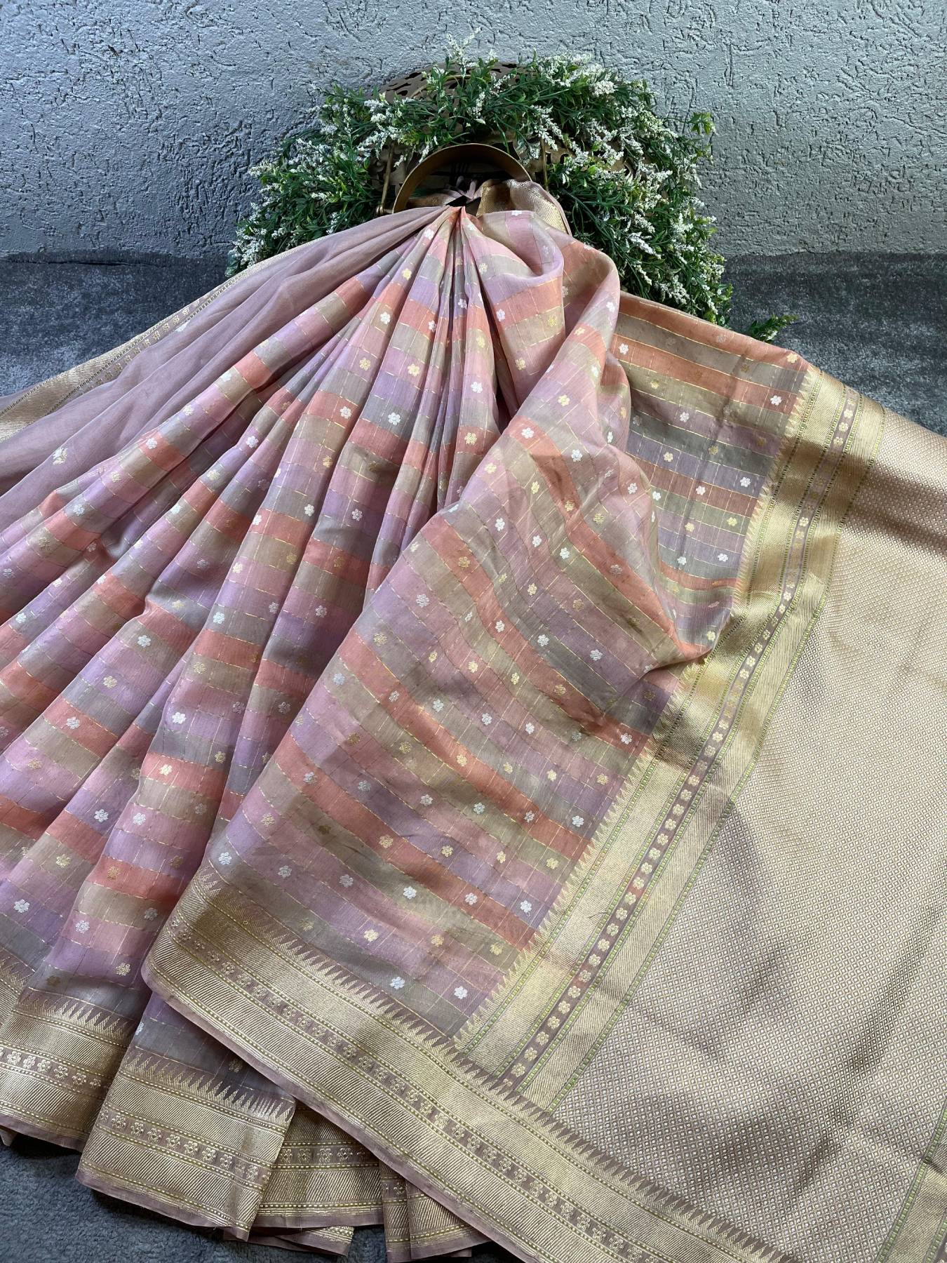 KORA COTTON PURE HANDLOOM RANGCART BANARASI SAREE