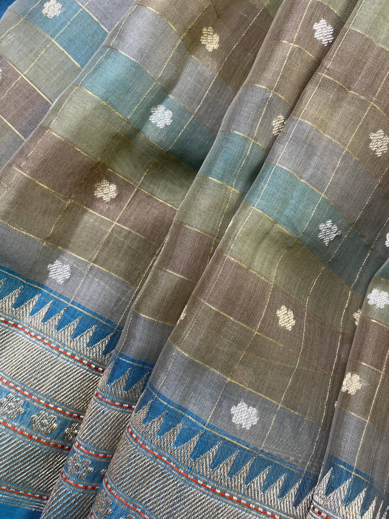 KORA COTTON PURE HANDLOOM RANGCART BANARASI SAREE