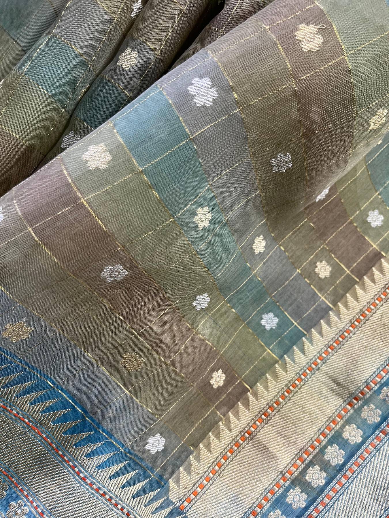 KORA COTTON PURE HANDLOOM RANGCART BANARASI SAREE