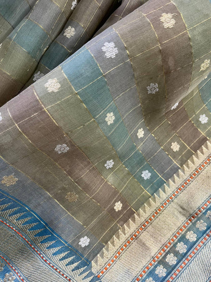 KORA COTTON PURE HANDLOOM RANGCART BANARASI SAREE