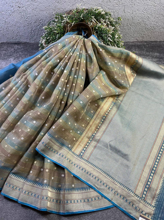 KORA COTTON PURE HANDLOOM RANGCART BANARASI SAREE