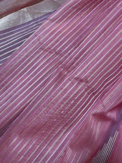 PINK KORA PURE HANDLOOM BANARASI SAREE