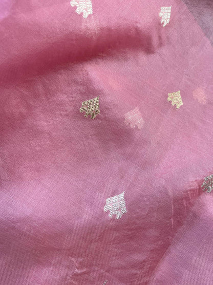 PINK KORA PURE HANDLOOM BANARASI SAREE