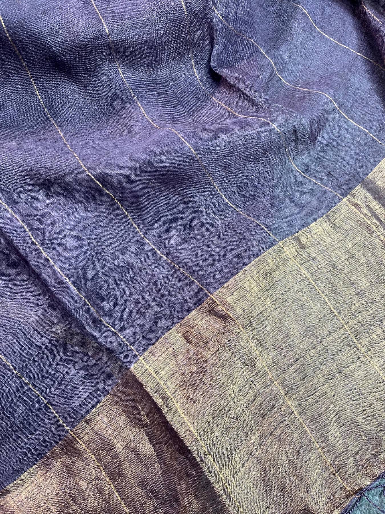 MAUVE PURE HANDLOOM LINEN SAREE