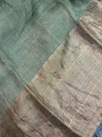 GREEN PURE HANDLOOM LINEN SAREE