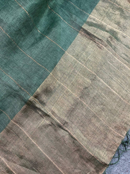 DARK GREEN PURE HANDLOOM LINEN SAREE