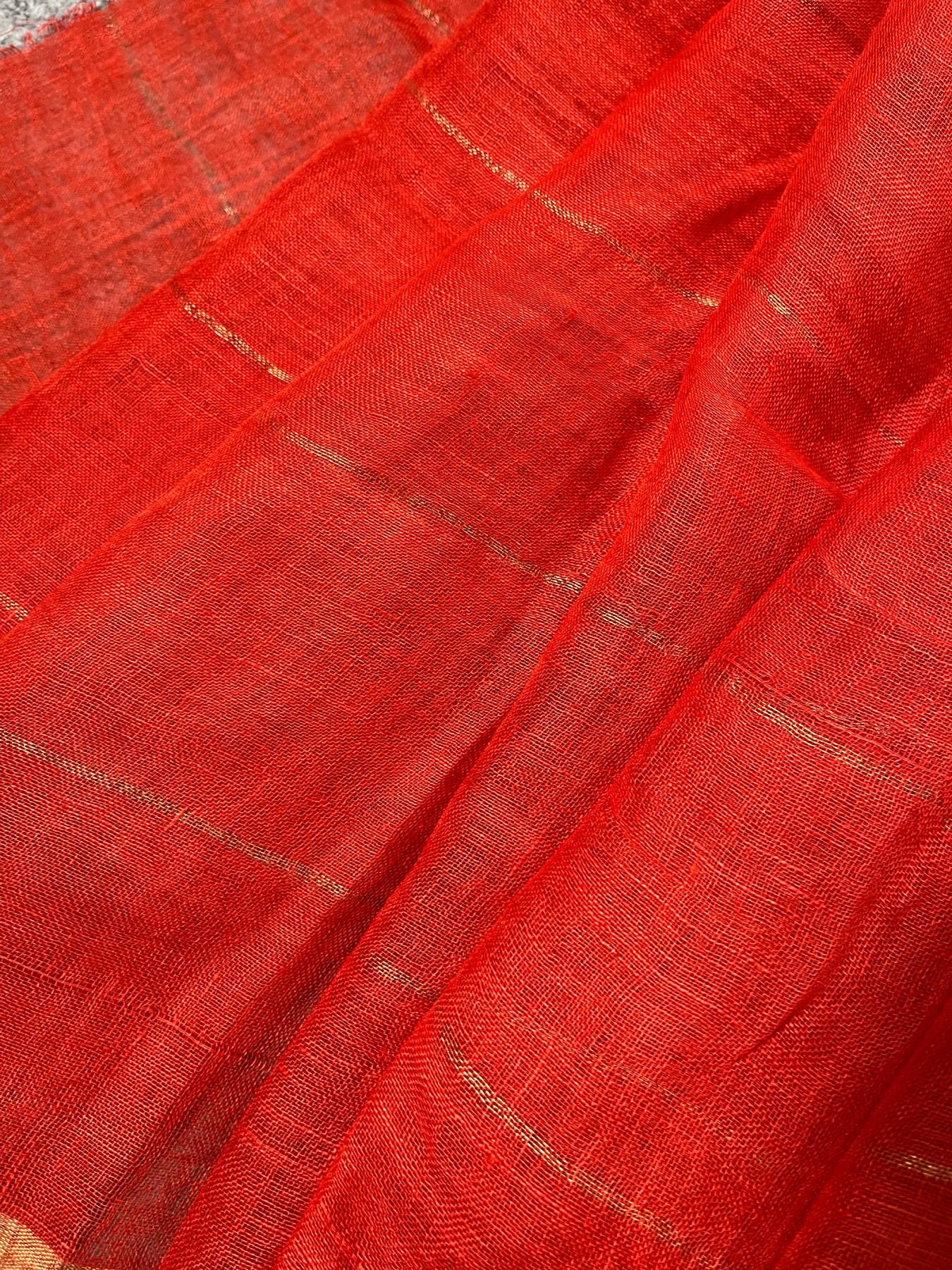 ORANGE PURE HANDLOOM LINE SAREE