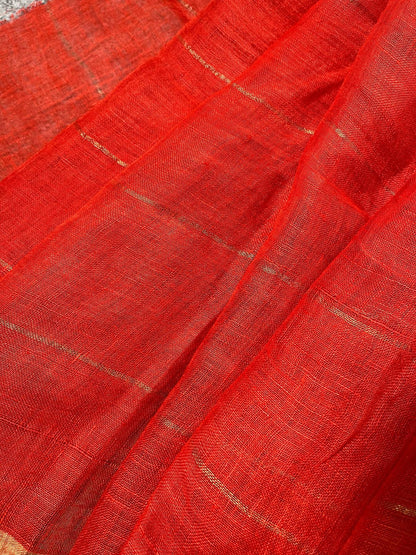 ORANGE PURE HANDLOOM LINE SAREE