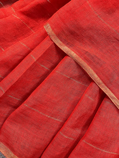 ORANGE PURE HANDLOOM LINE SAREE