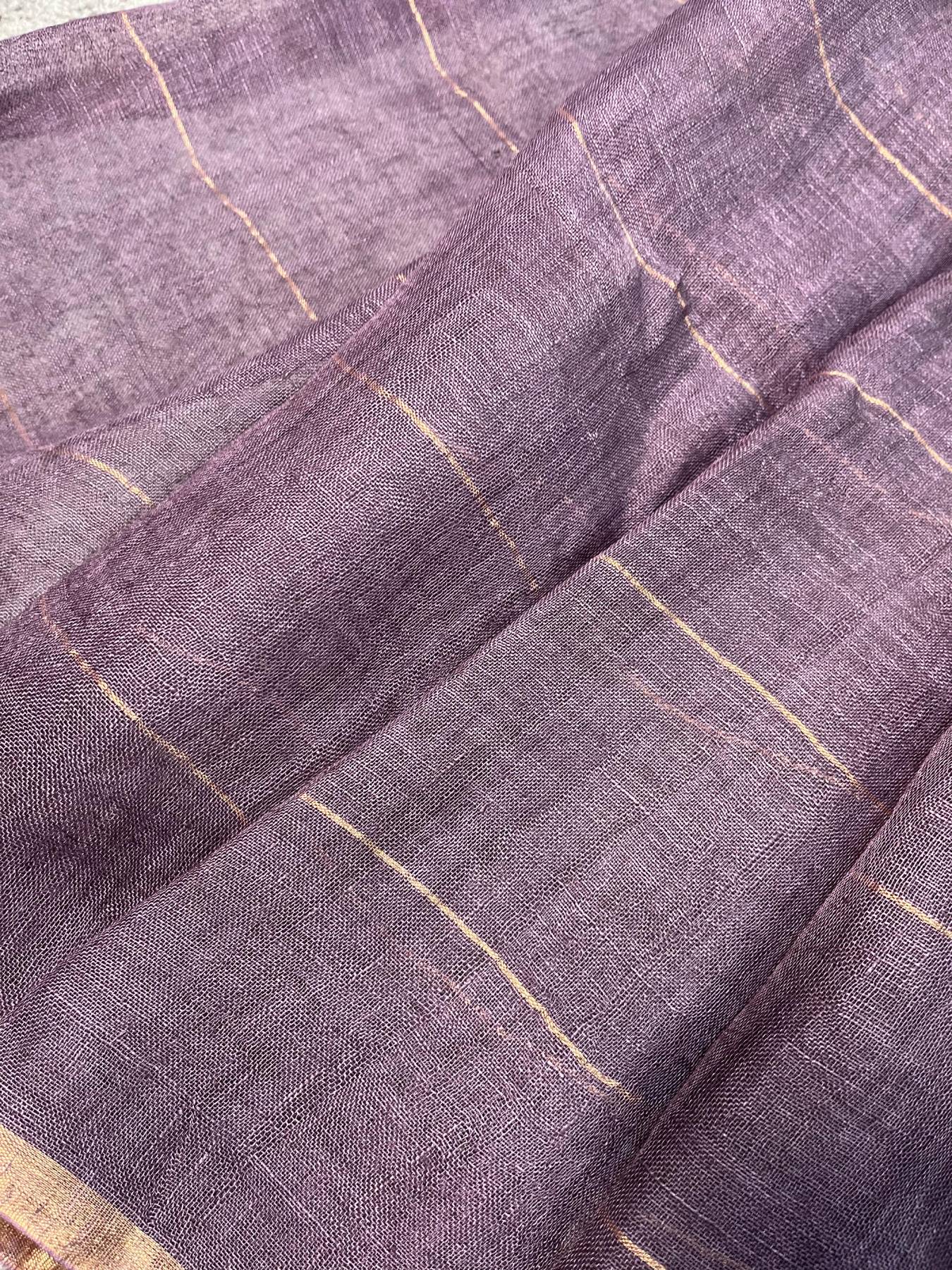 MAUVE PURE HANDLOOM LINEN SAREE