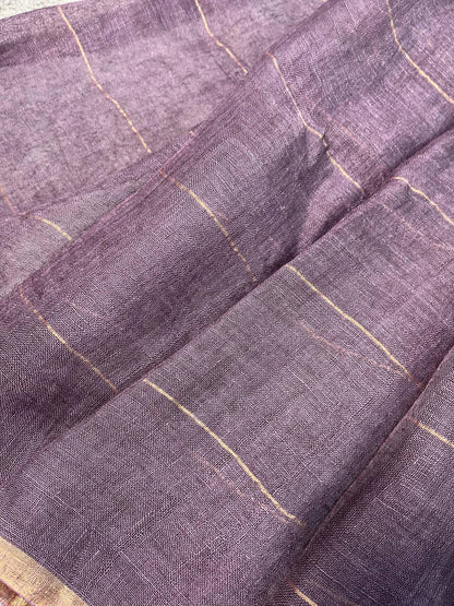 MAUVE PURE HANDLOOM LINEN SAREE